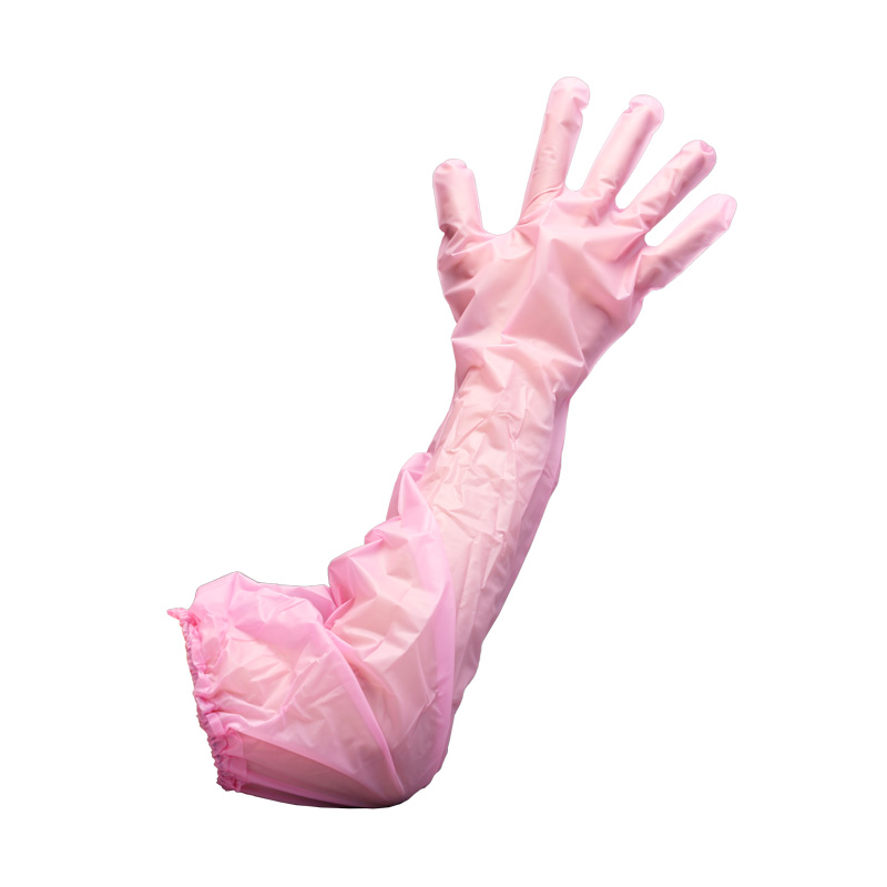 ロングポリ手袋フリーサイズ箱入ピンク